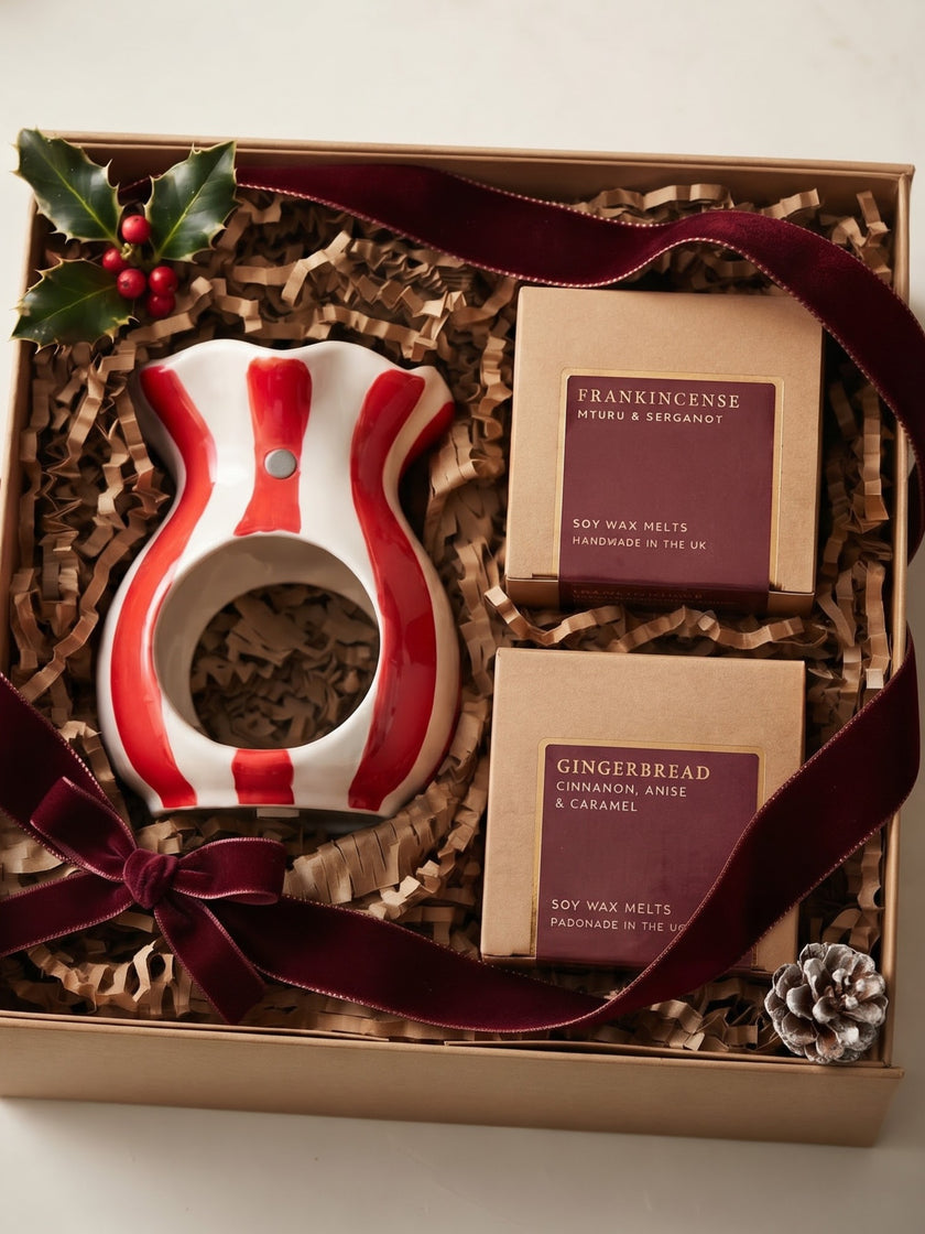Pink Striped Wax Burner & Waxmelts Giftbox