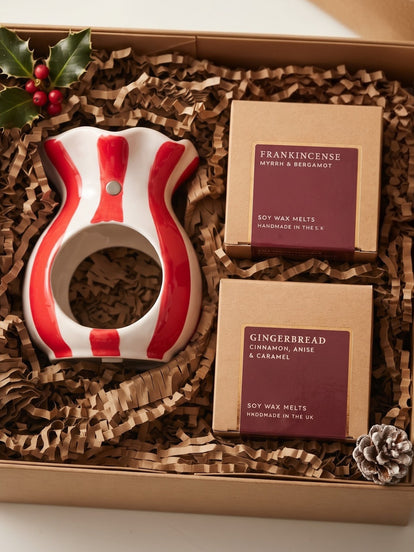 Pink Striped Wax Burner & Waxmelts Giftbox