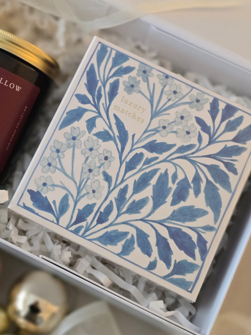 Candle & Blue Floral Matchbox