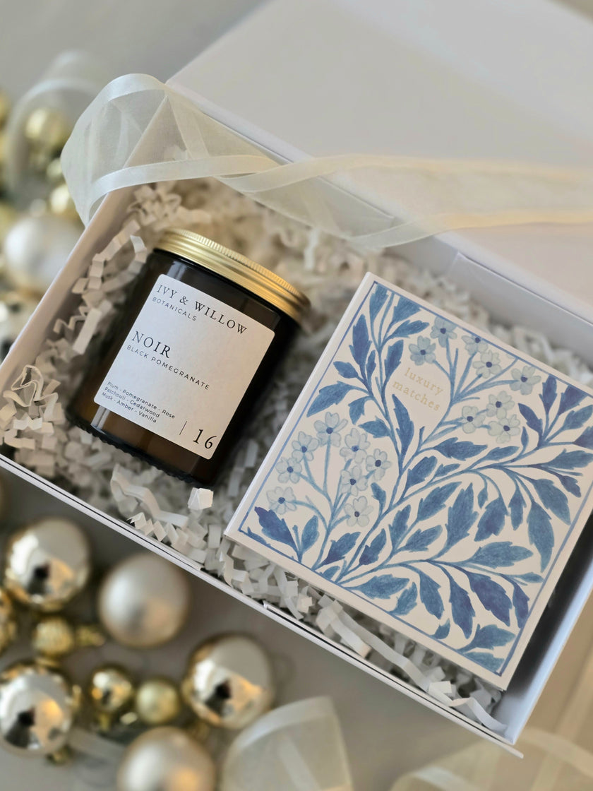 Candle & Blue Floral Matchbox