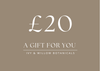 Gift card with £20 value for Ivy & Willow Botanicals on a brown background